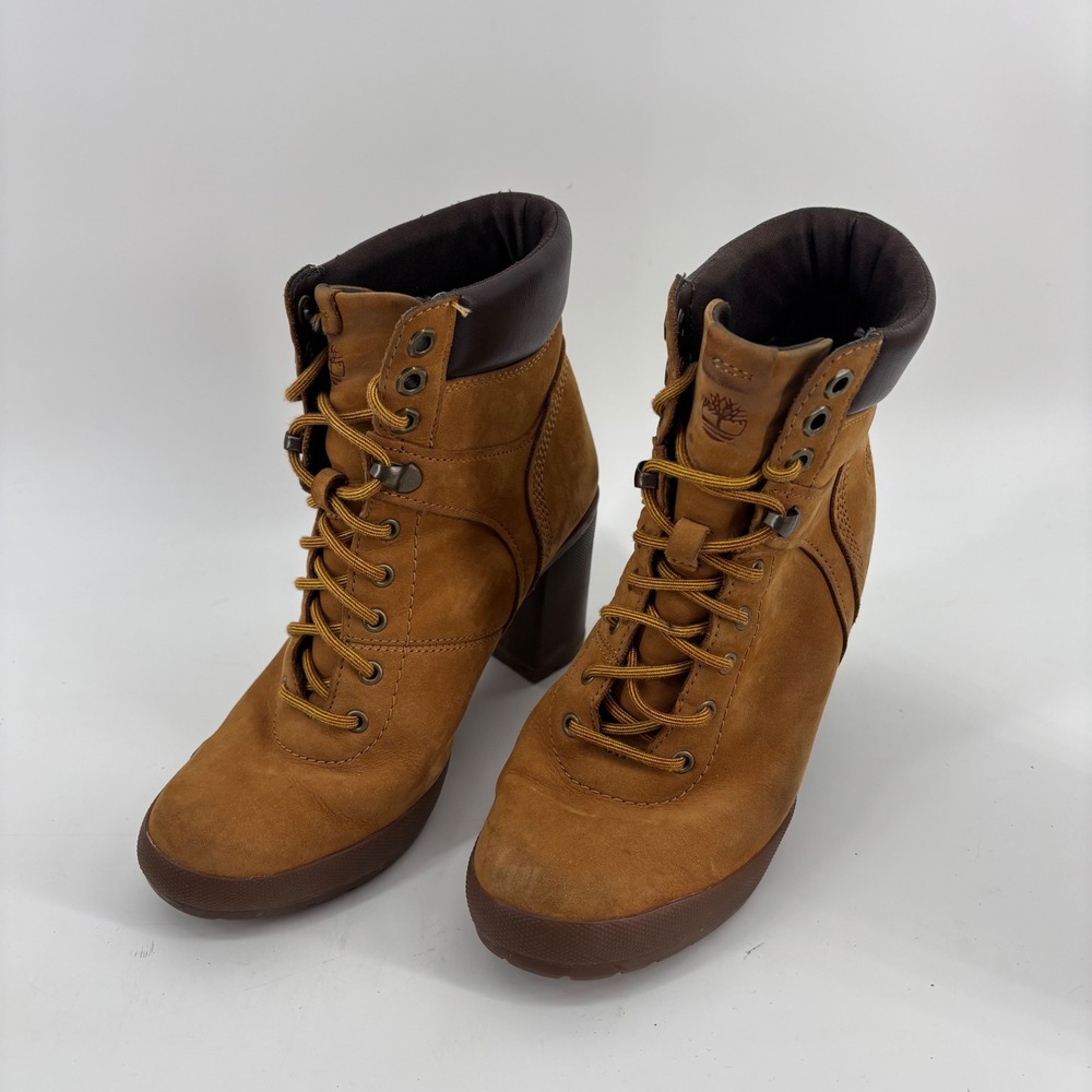 Timberland Glancy 6 Inch Boot Women 6 Wheat Suede Lace Up Heel A1KD3